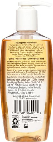 Neutrogena Deep Clean Daily Facial Cleanser with Beta Hydroxy Acid for Normal to Oily Skin,Alcohol-Free,Oil-Free & Non-Comedogenic,6.7 fl. oz,(Pack of 2)