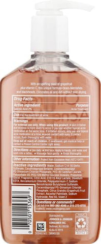 Neutrogena Oil-Free Acne Wash Pink Grapefruit Facial Cleanser - with Salicylic Acid for Clear Skin, Daily Face Wash for Oily & Acne-Prone Skin, Deep Cleansing Treatment, 9.1 fl. oz. Bottle