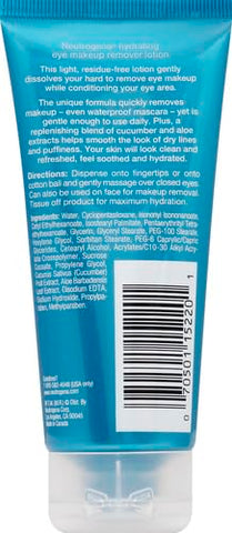 Neutrogena Hydrating Eye Makeup Remover Lotion, Gentle Daily Makeup Remover with Skin-Soothing Aloe and Cucumber Extracts to Remove Even Waterproof Mascara, Fragrance-Free, 3 oz