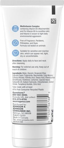 Neutrogena Fragrance Free Daily Facial Moisturizer, Face & Neck Moisturizer for Sensitive Skin with Vitamin B3, Pro-Vitamin B5 & Vitamin E Supports Skin's Dynamic Barrier, 3.4 fl. oz, Pack of 3