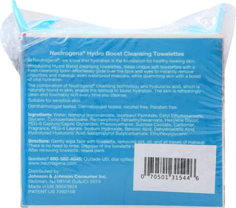 Neutrogena Hydro Boost Ultra-Soft Micellar Cleansing Wipes with Hyaluronic Acid, Hydrating Makeup Remover Wipes Remove Dirt & Waterproof Makeup, Hypoallergenic, Plant-Based Cloth, 2 x 25 ct