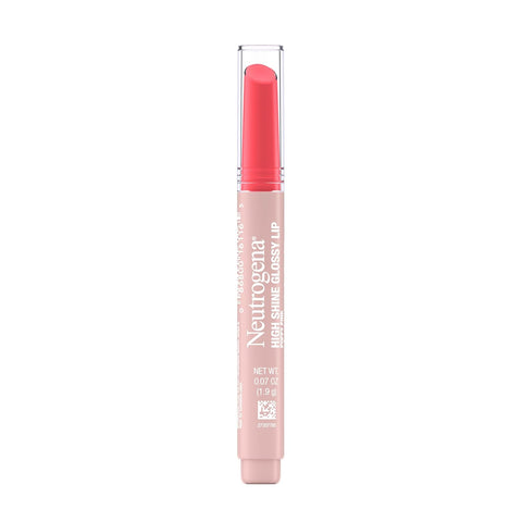 Neutrogena High Shine Glossy Lip with Maracuja Oil + Vitamins & Antioxidant Vitamin E, Nourishing Glossy Lip, Non-Retractable, Pigmented For Buildable Color, Poppy Pink, 0.07 oz (Pack of 2)