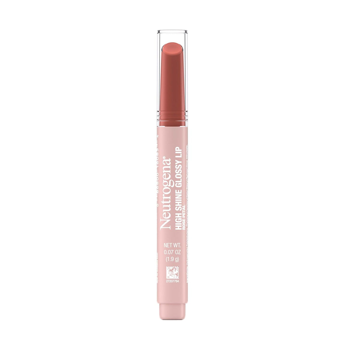 Neutrogena High Shine Glossy Lip, Nourishing Lip Gloss with Maracuja Oil, Antioxidant Vitamin E & Vitamins, Non-Retractable, Buildable Pigmented Color, Rose Petal, 0.07 oz