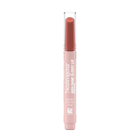 Neutrogena High Shine Glossy Lip, Nourishing Lip Gloss with Maracuja Oil, Antioxidant Vitamin E & Vitamins, Non-Retractable, Buildable Pigmented Color, Rose Petal, 0.07 oz