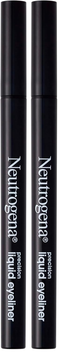 Neutrogena Precision Liquid Eyeliner with Honey & Coconut, Hypoallergenic, Smudge- & Water-Resistant Eyeliner Makeup for Precise Application, Jet Black, 0.013 fl. oz (Pack of 2)