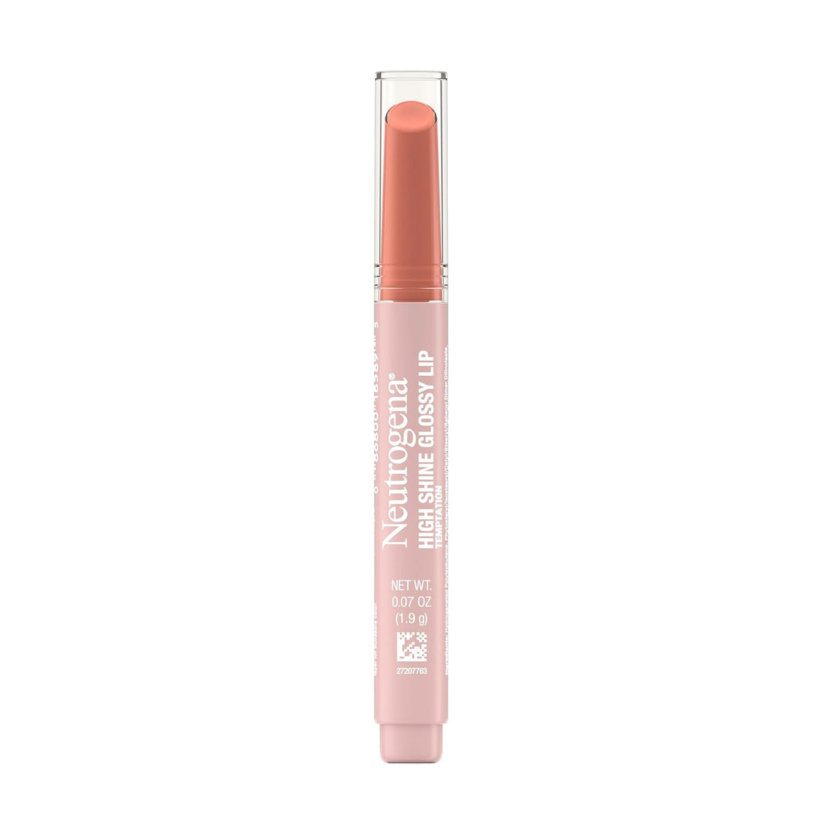 Neutrogena High Shine Glossy Lip, Nourishing Lip Gloss with Maracuja Oil, Antioxidant Vitamin E & Vitamins, Non-Retractable, Buildable Pigmented Color, Temptation, 0.07 oz