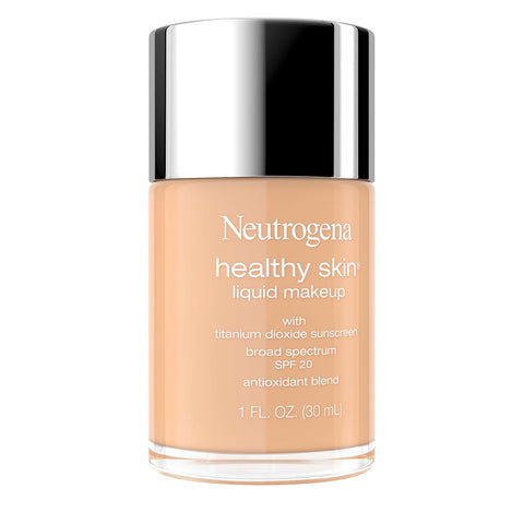 Neutrogena Healthy Skin Liquid Foundation Makeup Broad Spectrum SPF 20 Sunscreen, Medium Coverage, Vit B5, Antioxidants, All Day Wear, Warm Sand 270W, 1 fl. oz