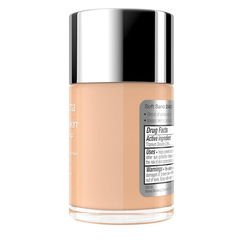 Neutrogena Healthy Skin Liquid Foundation Makeup Broad Spectrum SPF 20 Sunscreen, Medium Coverage, Vit B5, Antioxidants, All Day Wear, Soft Sand 240C, 1 fl. oz