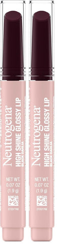 Neutrogena High Shine Glossy Lip with Maracuja Oil + Vitamins & Antioxidant Vitamin E, Nourishing Glossy Lip, Non-Retractable, Pigmented For Buildable Color, Black Dahlia, 0.07 oz (Pack of 2)