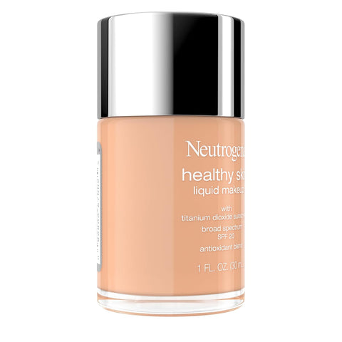 Neutrogena Healthy Skin Liquid Foundation Makeup with Broad Spectrum SPF 20 Sunscreen, Lightweight, Medium Coverage Makeup with Sunscreen and Pro-Vitamin B5, Natural Ivory 20, 1 fl. oz