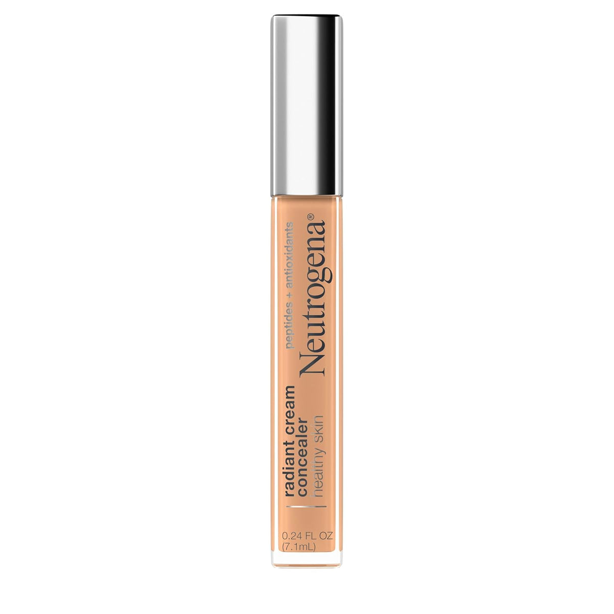 Neutrogena Healthy Skin Radiant Brightening Cream with Peptides & Vitamin E Antioxidant, Lightweight Perfecting Concealer Cream, Non-Comedogenic, Almond Medium 02 with warm undertones, 0.24 oz