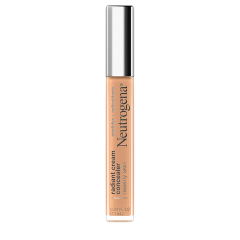 Neutrogena Healthy Skin Radiant Brightening Cream with Peptides & Vitamin E Antioxidant, Lightweight Perfecting Concealer Cream, Non-Comedogenic, Almond Medium 02 with warm undertones, 0.24 oz