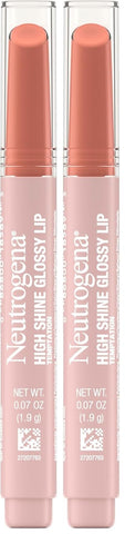 Neutrogena High Shine Glossy Lip with Maracuja Oil + Vitamins & Antioxidant Vitamin E, Nourishing Glossy Lip, Non-Retractable, Pigmented For Buildable Color, Temptation, 0.07 oz (Pack of 2)