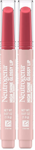 Neutrogena High Shine Glossy Lip with Maracuja Oil + Vitamins & Antioxidant Vitamin E, Nourishing Glossy Lip, Non-Retractable, Pigmented For Buildable Color, Blushing Berry, 0.07 oz (Pack of 2)