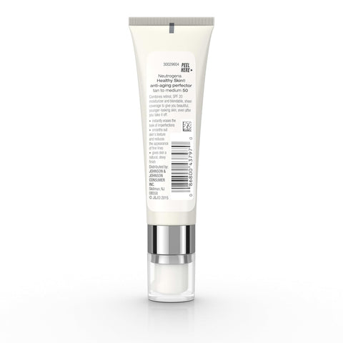 Neutrogena Healthy Skin Anti-Aging Perfector Tinted Facial Moisturizer and Retinol Treatment with Broad Spectrum SPF 20 Sunscreen with Titanium Dioxide, 50 Tan to Medium, 1 fl. oz