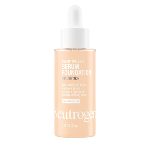 Neutrogena Healthy Skin Sensitive Skin Serum Foundation with Pro-Vitamin B5, Color Correcting & Pore Minimizing Liquid Foundation & Face Serum, Buildable Coverage, Light 01, 1 oz