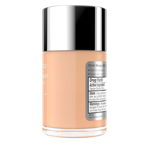 Neutrogena Healthy Skin Liquid Foundation Makeup Broad Spectrum SPF 20 Sunscreen, Medium Coverage, Vit B5, Antioxidants, All Day Wear, Shell Beige 320C, 1 fl. oz
