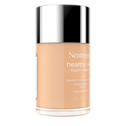 Neutrogena Healthy Skin Liquid Foundation Makeup Broad Spectrum SPF 20 Sunscreen, Medium Coverage, Vit B5, Antioxidants, All Day Wear, Warm Sand 270W, 1 fl. oz