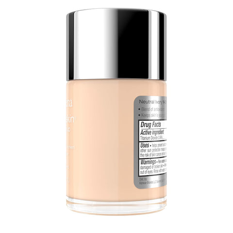 Neutrogena Healthy Skin Liquid Foundation Makeup Broad Spectrum SPF 20 Sunscreen, Medium Coverage, Vit B5, Antioxidants, All Day Wear, Neutral Ivory 140N, 1 fl. oz