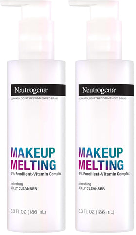 Neutrogena Makeup Melting Refreshing Jelly Cleanser, 7% Emollient-Vitamin Complex, Gentle Face & Eye Makeup Remover to Melt Stubborn Makeup, Cleanse & Condition Skin, Oil-Free, 6.3 fl. oz (Pack of 2)