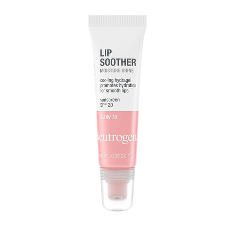 Neutrogena MoistureShine Lip Soother Gloss with SPF 20 Sun Protection, High Gloss Tinted Lip Moisturizer with Hydrating Glycerin and Soothing Cucumber for Dry Lips, Glow 70,. 35 oz