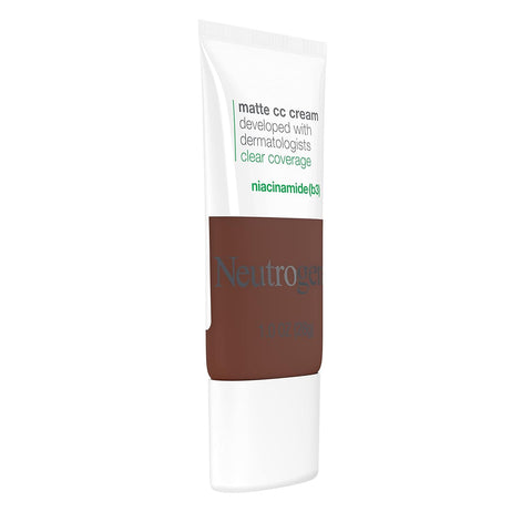 Neutrogena Clear Coverage Flawless Matte CC Cream, Full-Coverage Color Correcting Cream Face Makeup with Niacinamide (b3), Hypoallergenic, Oil Free & Fragrance Free, Sienna, 1 oz