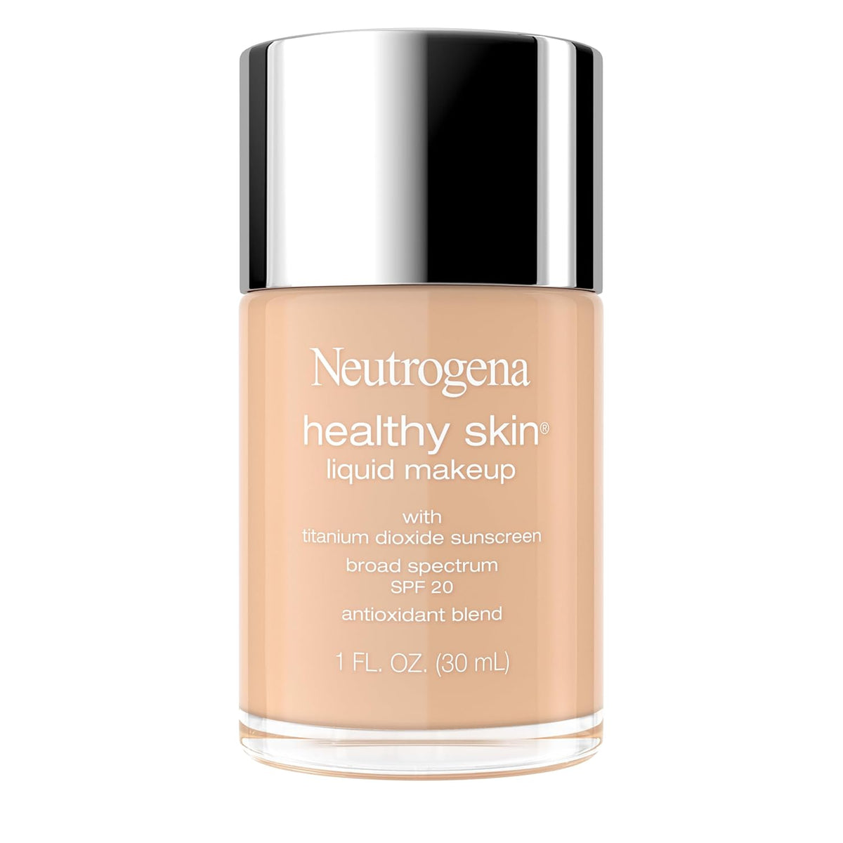 Neutrogena Healthy Skin Liquid Foundation Makeup Broad Spectrum SPF 20 Sunscreen, Medium Coverage, Vit B5, Antioxidants, All Day Wear, Cool Nude 220C, 1 fl. oz