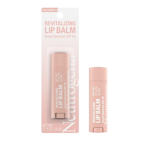 Neutrogena Revitalizing Tinted Lip Balm Broad Spectrum SPF 20 Sunscreen, Moisturizing Lip Balm with a Sheer Tint for Softer, Smoother, Healthier-Looking Lips, Sheer Shimmer 10, .15 oz (Pack of 2)