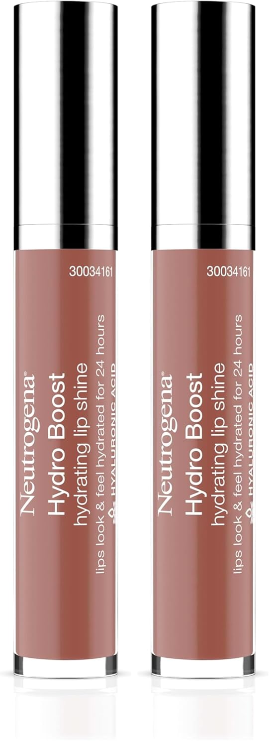 Neutrogena Hydro Boost Moisturizing Lip Gloss,Hydrating Non-Stick and Non-Drying Luminous Tinted Lip Shine with Hyaluronic Acid to Soften and Condition Lips, 27 Almond Nude Color, 0.10 oz (Pack of 2)