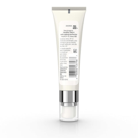 Neutrogena Healthy Skin Anti-Aging Perfector Tinted Facial Moisturizer and Retinol Treatment with Broad Spectrum SPF 20 Sunscreen with Titanium Dioxide, 60 Medium to Deep, 1 fl. oz