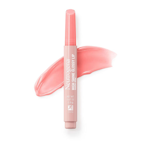 Neutrogena High Shine Glossy Lip, Nourishing Lip Gloss with Maracuja Oil, Antioxidant Vitamin E & Vitamins, Non-Retractable, Buildable Pigmented Color, Peachy Keen Shade, 0.07 oz