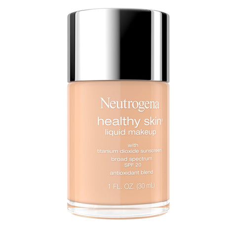 Neutrogena Healthy Skin Liquid Foundation Makeup with Broad Spectrum SPF 20 Sunscreen, Lightweight, Medium Coverage Makeup with Sunscreen and Pro-Vitamin B5, Nude 40, 1 fl. oz