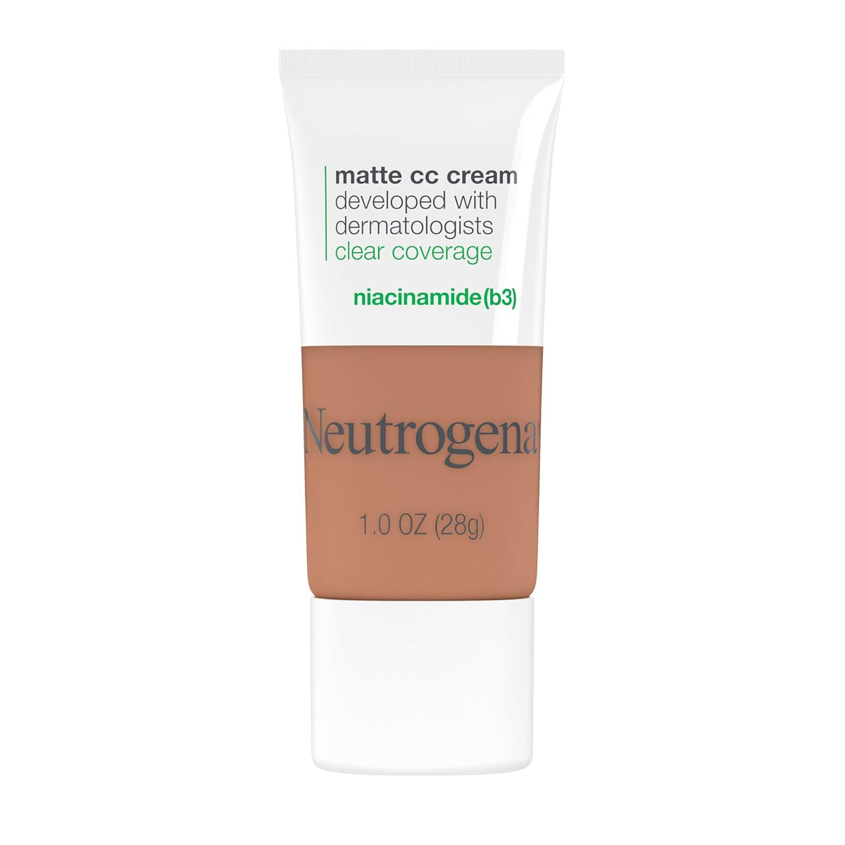 Neutrogena Clear Coverage Flawless Matte CC Cream, Full-Coverage Color Correcting Cream Face Makeup with Niacinamide (b3), Hypoallergenic, Oil Free & Fragrance Free, Maple, 1 oz
