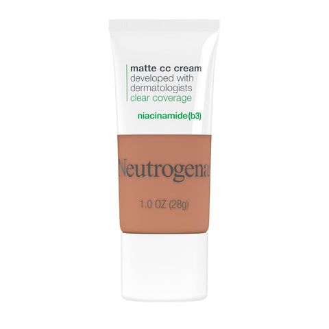 Neutrogena Clear Coverage Flawless Matte CC Cream, Full-Coverage Color Correcting Cream Face Makeup with Niacinamide (b3), Hypoallergenic, Oil Free & Fragrance Free, Maple, 1 oz