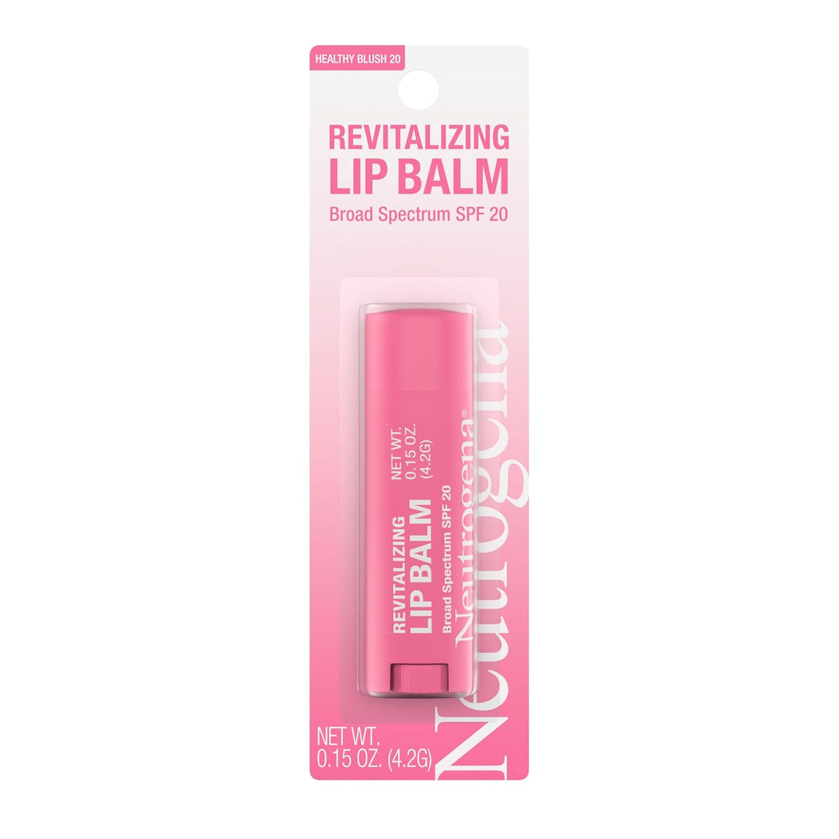Neutrogena Revitalizing Tinted Lip Balm Broad Spectrum SPF 20 Sunscreen, Moisturizing Lip Balm with a Sheer Tint for Softer, Smoother, Healthier-Looking Lips, Sheer Healthy Blush 20, .15 oz