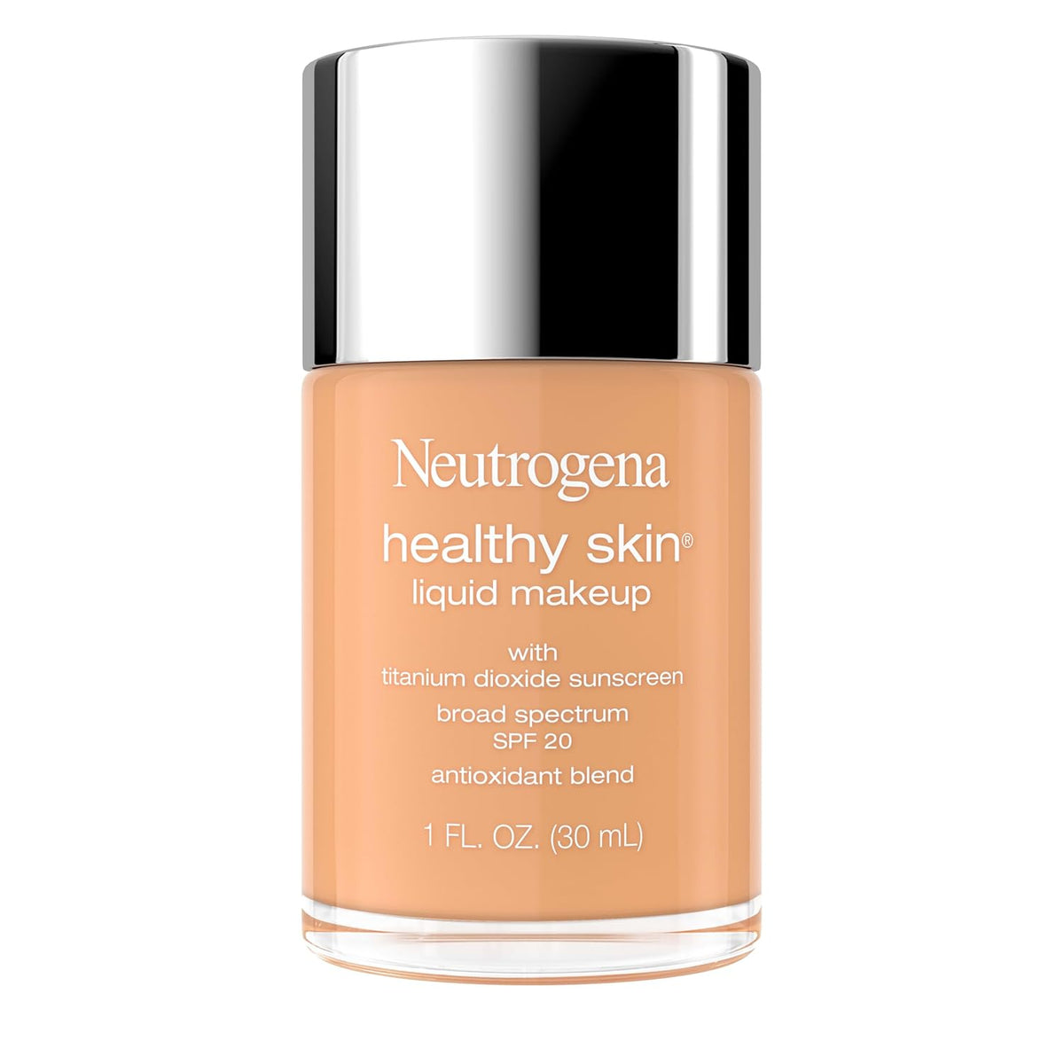 Neutrogena Healthy Skin Liquid Foundation Makeup with Broad Spectrum SPF 20 Sunscreen, Lightweight, Medium Coverage Makeup with Sunscreen and Pro-Vitamin B5, Soft Beige 350C, 1 fl. oz