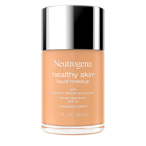 Neutrogena Healthy Skin Liquid Foundation Makeup with Broad Spectrum SPF 20 Sunscreen, Lightweight, Medium Coverage Makeup with Sunscreen and Pro-Vitamin B5, Soft Beige 350C, 1 fl. oz