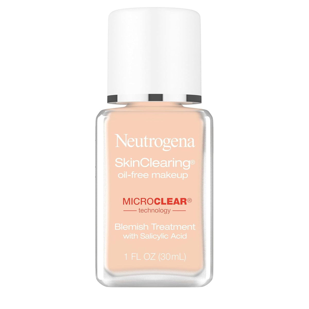 Neutrogena SkinClearing Oil-Free Acne and Blemish Fighting Liquid Foundation with Salicylic Acid Acne Medicine, Shine Controlling, for Acne Prone Skin, 80 Medium Beige, 1 fl. oz