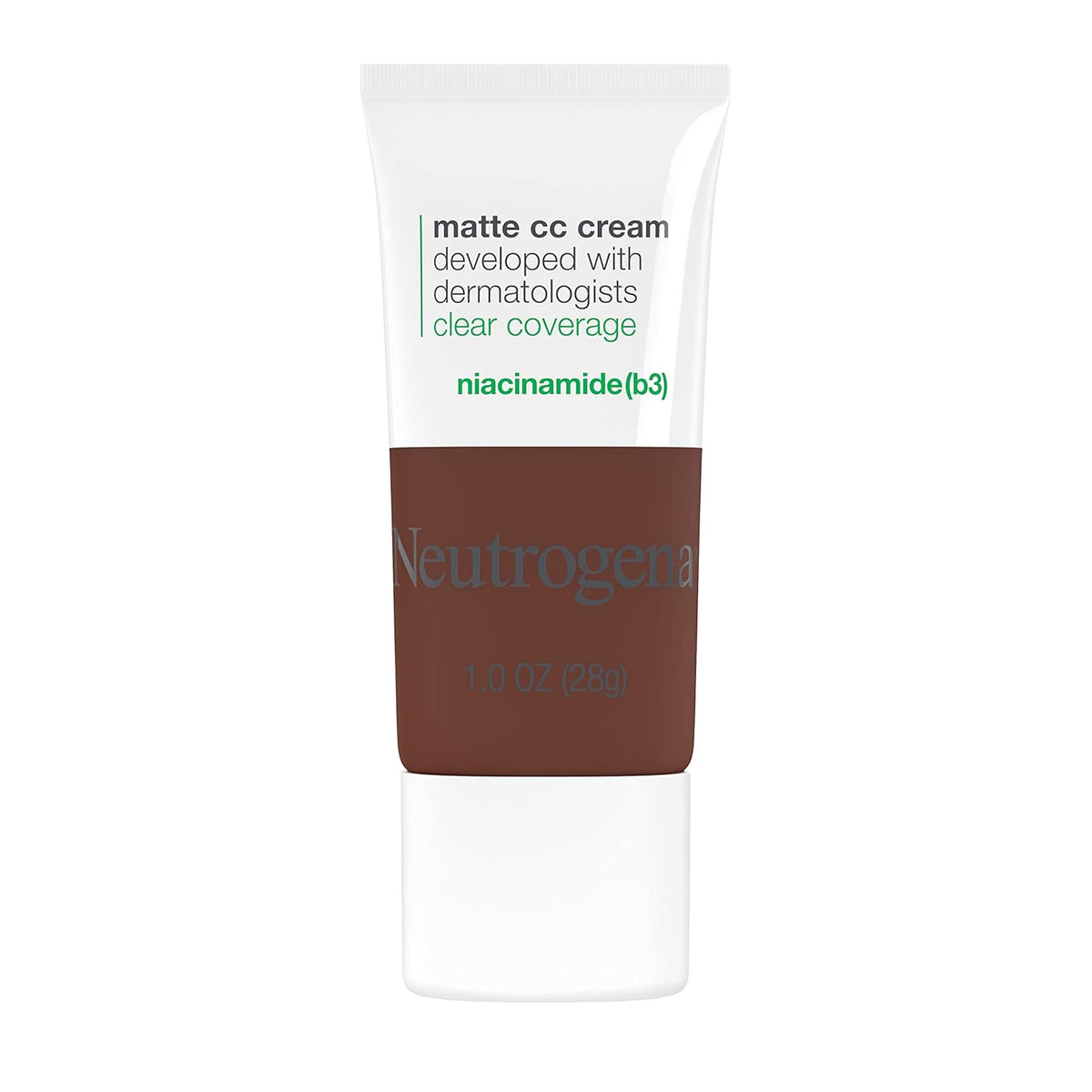 Neutrogena Clear Coverage Flawless Matte CC Cream, Full-Coverage Color Correcting Cream Face Makeup with Niacinamide (b3), Hypoallergenic, Oil Free & Fragrance Free, Sienna, 1 oz