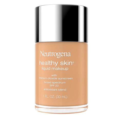 Neutrogena Healthy Skin Liquid Foundation Makeup Broad Spectrum SPF 20 Sunscreen, Medium Coverage, Vit B5, Antioxidants, All Day Wear, Creamy Beige 360N, 1 fl. oz