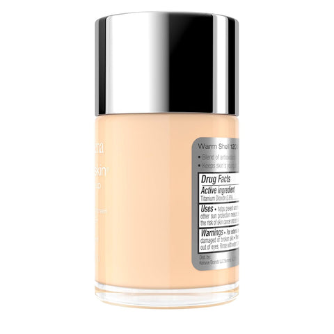 Neutrogena Healthy Skin Liquid Foundation Makeup Broad Spectrum SPF 20 Sunscreen, Medium Coverage, Vit B5, Antioxidants, All Day Wear, Warm Shell 120W, 1 fl. oz