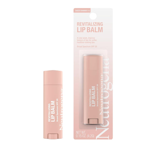 Neutrogena Revitalizing Tinted Lip Balm Broad Spectrum SPF 20 Sunscreen, Moisturizing Lip Balm with a Sheer Tint for Softer, Smoother, Healthier-Looking Lips, Sheer Shimmer 10, .15 oz