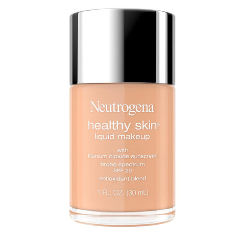 Neutrogena Healthy Skin Liquid Foundation Makeup with Broad Spectrum SPF 20 Sunscreen, Lightweight, Medium Coverage Makeup with Sunscreen and Pro-Vitamin B5, Natural Ivory 20, 1 fl. oz