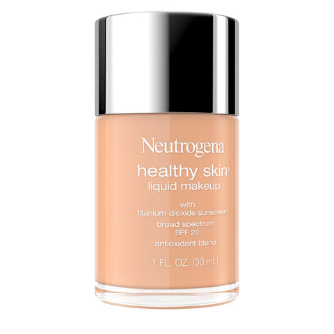 Neutrogena Healthy Skin Liquid Foundation Makeup with Broad Spectrum SPF 20 Sunscreen, Lightweight, Medium Coverage Makeup with Sunscreen and Pro-Vitamin B5, Natural Ivory 20, 1 fl. oz