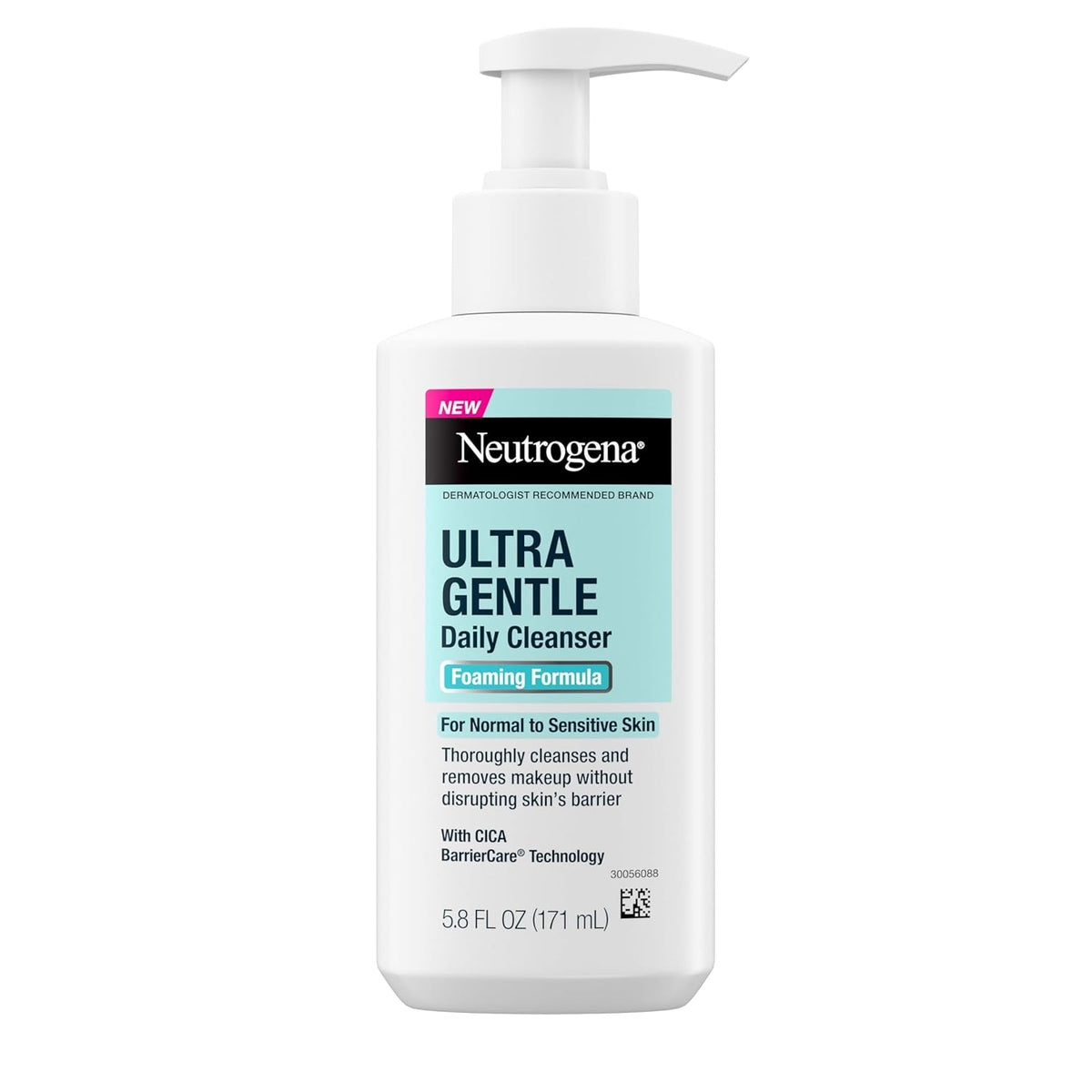 Neutrogena Ultra Gentle Foaming Facial Cleanser, Foaming Face Wash for Sensitive Skin, Gently Cleanses Away Dirt, Oil & Makeup Without Over Drying, Fragrance-Free, 5.8 fl. oz (Pack of 12)
