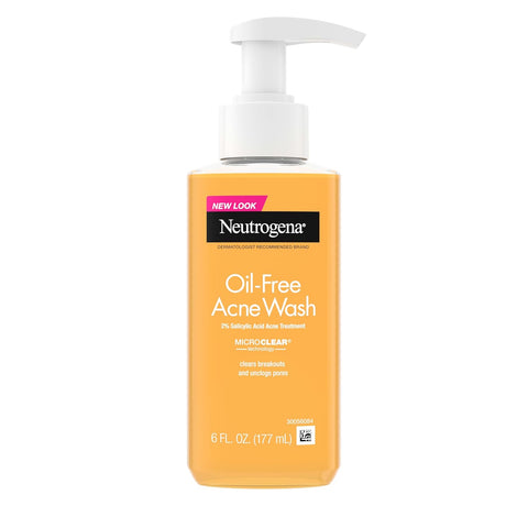 Neutrogena Oil-Free Acne Face Wash, Breakout Prone Skin Facial Cleanser with 2% Salicylic Acid Acne Treatment for Face, 6 fl. oz