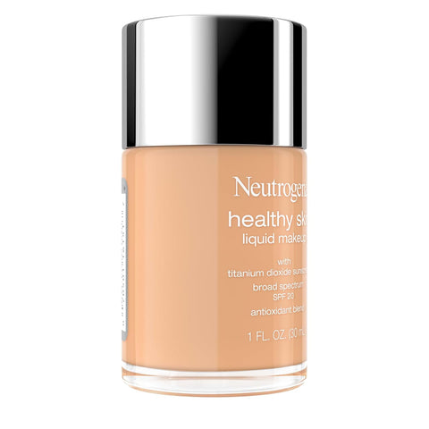 Neutrogena Healthy Skin Liquid Foundation Makeup Broad Spectrum SPF 20 Sunscreen, Medium Coverage, Vit B5, Antioxidants, All Day Wear, Buff Beige 330N, 1 fl. oz