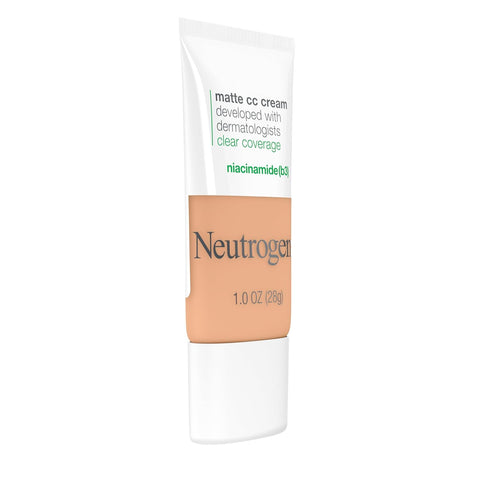Neutrogena Clear Coverage Flawless Matte CC Cream, Full-Coverage Color Correcting Cream Face Makeup with Niacinamide (b3), Hypoallergenic, Oil Free & Fragrance Free, Butter, 1 oz