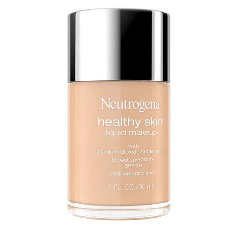 Neutrogena Healthy Skin Liquid Foundation Makeup Broad Spectrum SPF 20 Sunscreen, Medium Coverage, Vit B5, Antioxidants, All Day Wear, Cool Nude 220C, 1 fl. oz