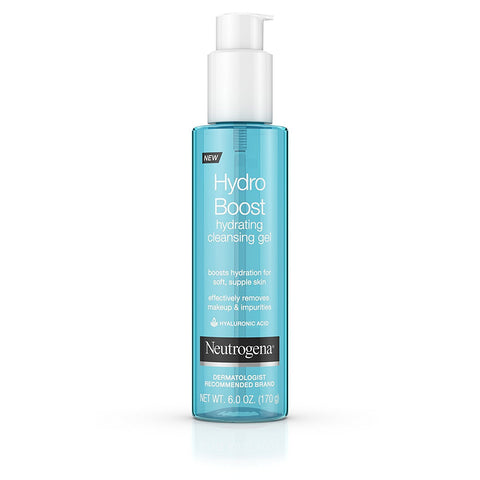 Neutrogena Hydro Boost Lightweight Hydrating Facial Cleansing Gel, Gentle Face Wash & Makeup Remover with Hyaluronic Acid, Hypoallergenic & Non Comedogenic, 6 oz